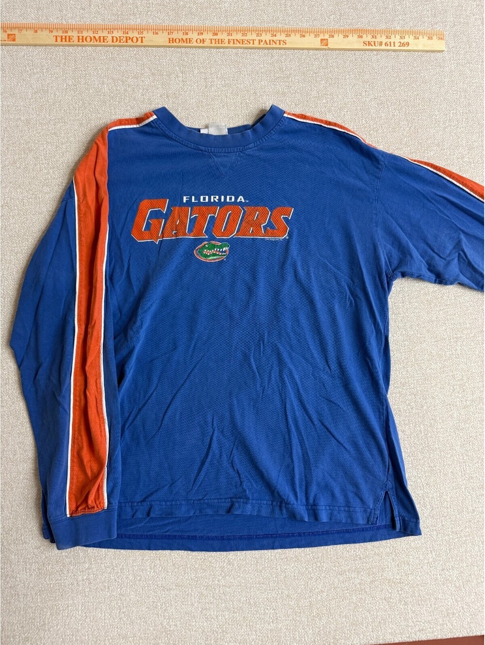 NCAA Florida Gators Blue Orange Long Sleeve T-Shirt Mens Size L Large